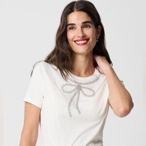 NWT J.Crew Embellished Bow Tee